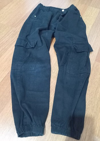 Kadın siyah denim Bol Kesim Kemerli Pantolon