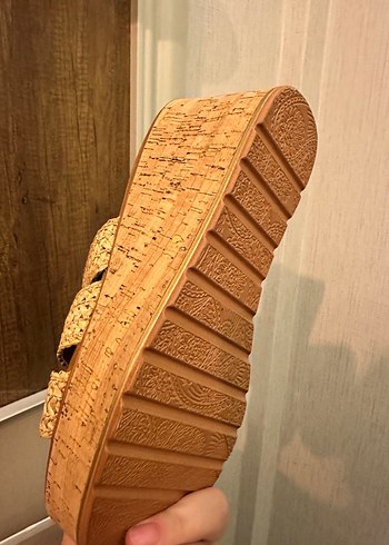 Bej Dolgu Topuklu Kadın Espadril Terlik - Görsel 2