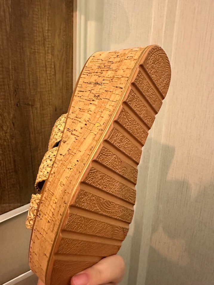 Bej Dolgu Topuklu Kadın Espadril Terlik - Görsel 2