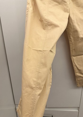 Kadın Keten Bej Bol Kesim Kemerli Pantolon - Görsel 4