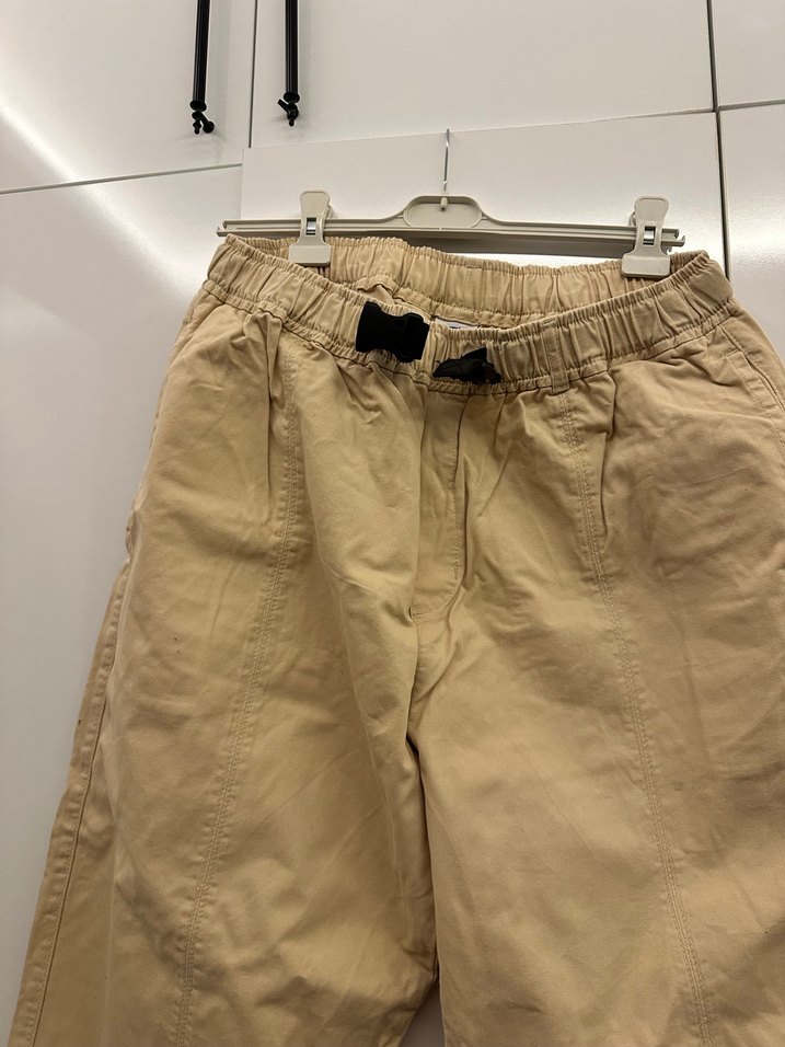 Kadın Keten Bej Bol Kesim Kemerli Pantolon - Görsel 2