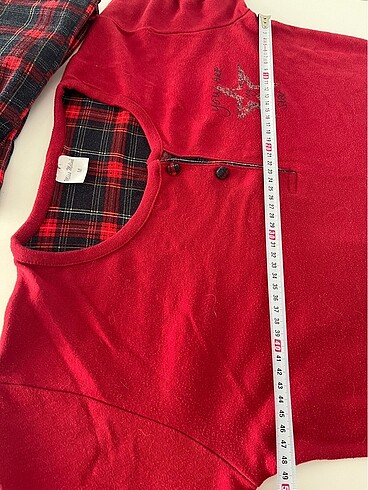 m Beden bordo Renk Uzun kollu pamuklu ekose pijama