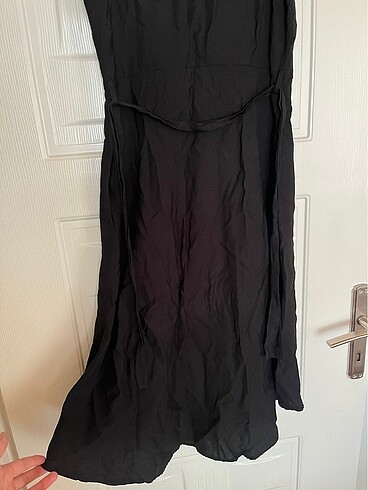 Chima siyah önden düğmeli yazlık elbise - Görsel 5