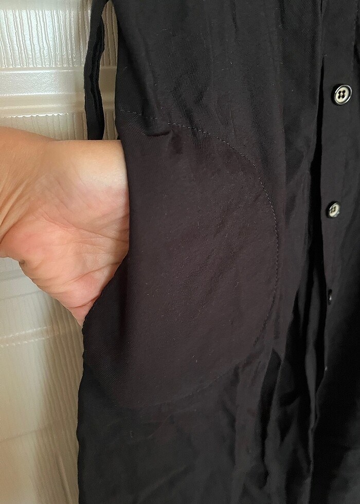 Chima siyah önden düğmeli yazlık elbise - Görsel 4