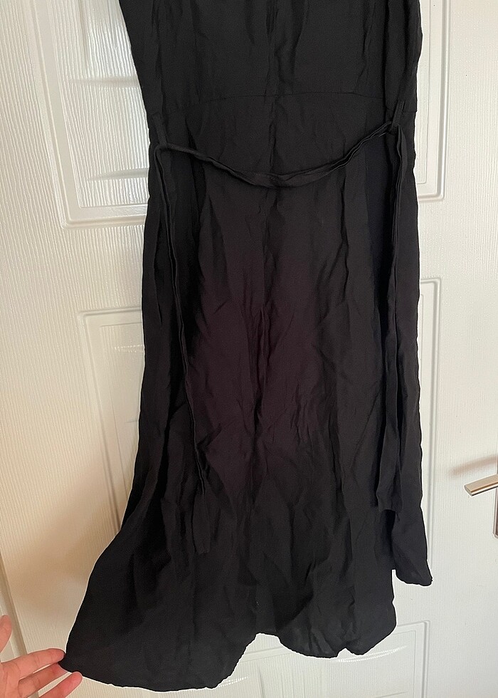 Chima siyah önden düğmeli yazlık elbise - Görsel 5