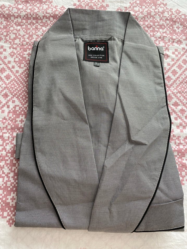 Gri Erkek Düğmeli Uzun Kollu Pijama Takımı - Görsel 2