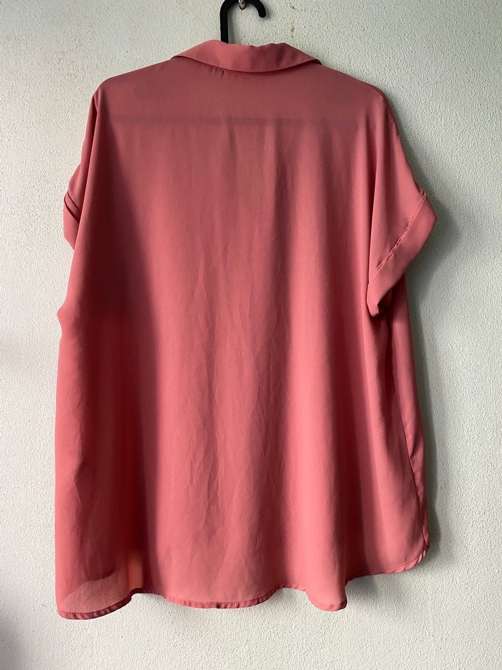 Pembe Düğmeli Kısa Kollu Gömlek - Görsel 3