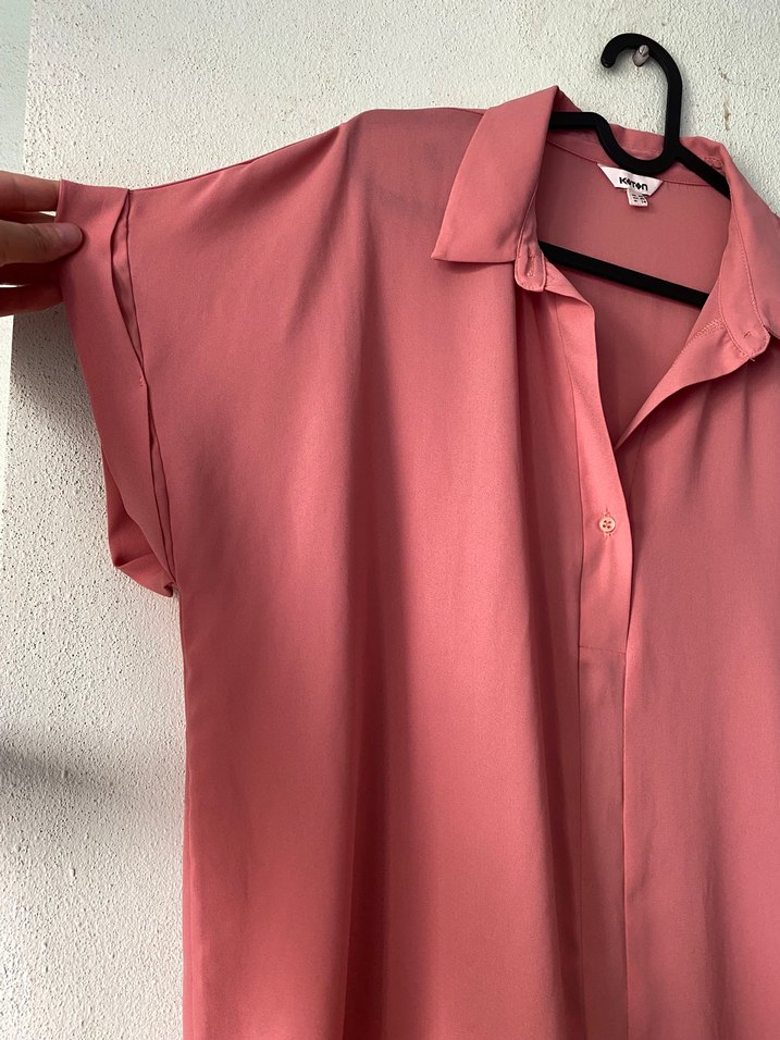 Pembe Düğmeli Kısa Kollu Gömlek - Görsel 2