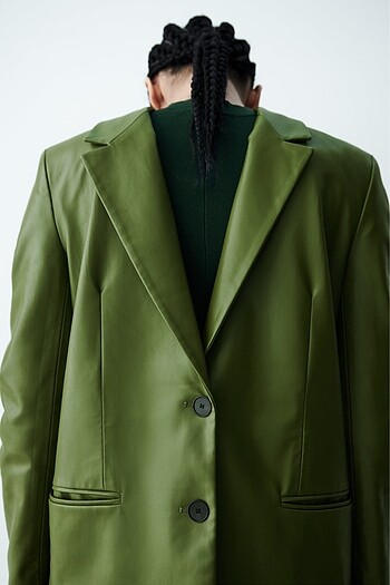 xs Beden yeşil Renk Zara Deri Blazer Ceket