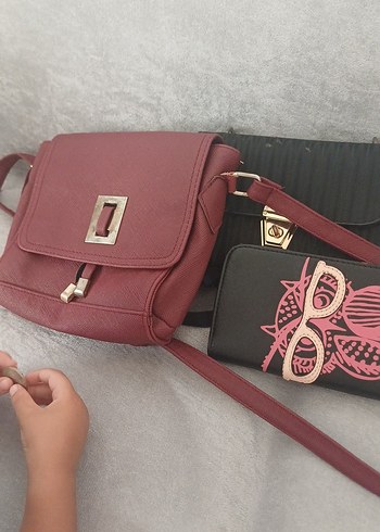 Bordo Deri Tokalı Kadın Çantası