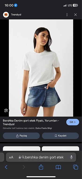Bershka Denim Şort Etek