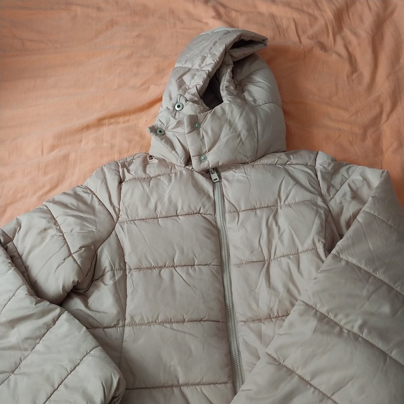 Bej Midi Kadın Kışlık Kapüşonlu Mont - Görsel 2