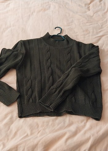 Gri Örgü Boğazlı Kadın Kazak - Görsel 3