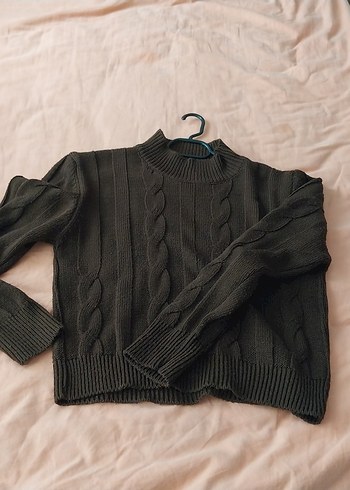 Gri Örgü Boğazlı Kadın Kazak - Görsel 2