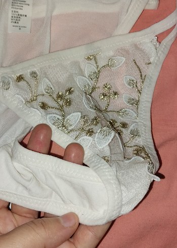 Nakışlı Beyaz Mini Bohem Büstiyer - Görsel 3