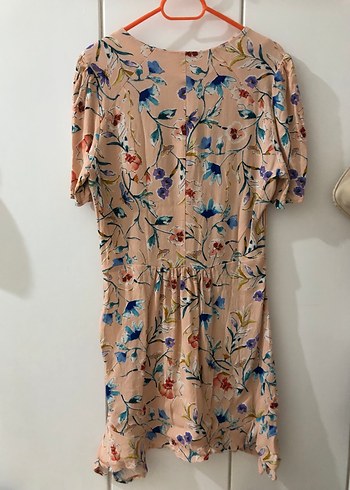 Mango Bej Midi Bohem V Yaka Desenli Elbise