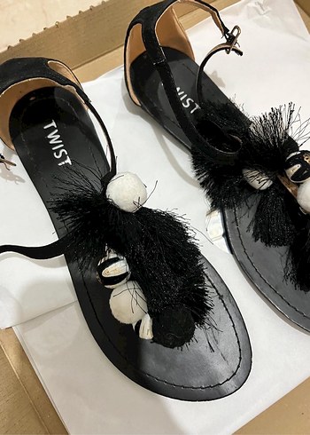 39 Beden siyah Renk Twist sandalet