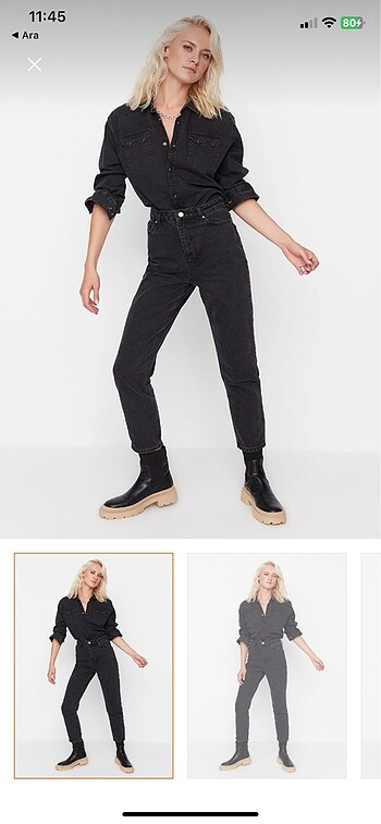 Siyah mom jean