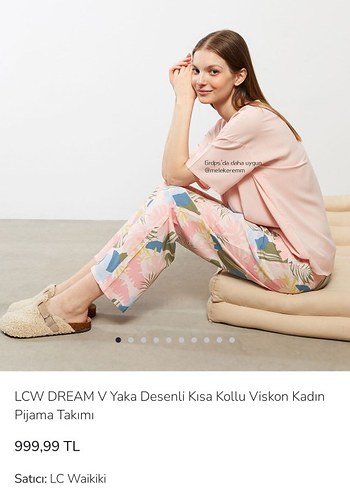 LCW Dream V Yaka viskon Kısa Kollu Kadın Pijama Takımı