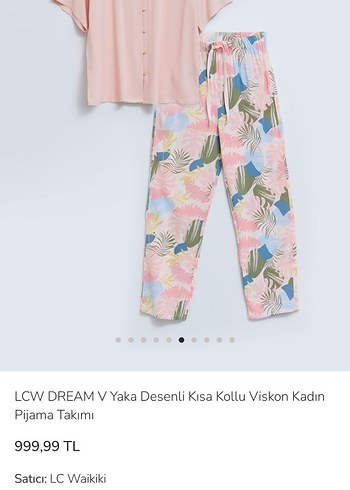 m Beden pembe Renk LCW Dream V Yaka viskon Kısa Kollu Kadın Pijama Takımı