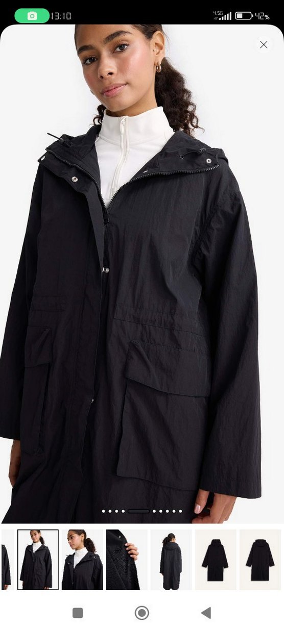 DeFacto Siyah yağmurluk trençkot Street Wear Parka - Görsel 4