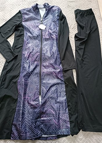 LC Waikiki Uzun Mor Fermuarlı Kadın tesettür mayo Takım haşema - Görsel 6