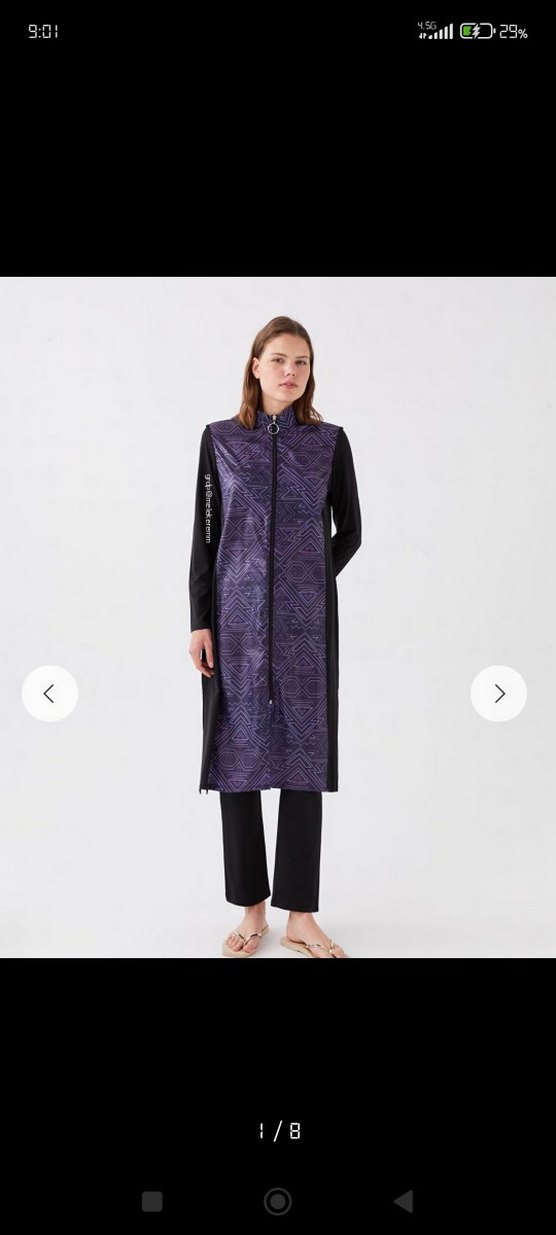 LC Waikiki Uzun Mor Fermuarlı Kadın tesettür mayo Takım haşema - Görsel 3