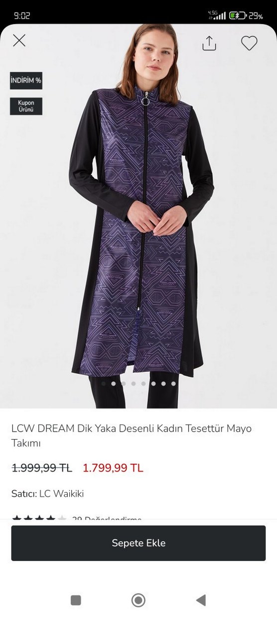 LC Waikiki Uzun Mor Fermuarlı Kadın tesettür mayo Takım haşema - Görsel 2