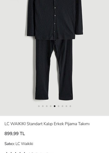 LCW Düğmeli Siyah Erkek Pijama takımı penye pamuk - Görsel 7