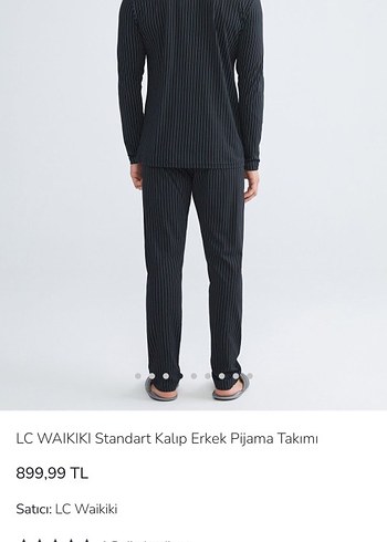 LCW Düğmeli Siyah Erkek Pijama takımı penye pamuk - Görsel 3