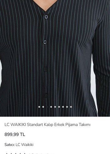 LCW Düğmeli Siyah Erkek Pijama takımı penye pamuk - Görsel 5