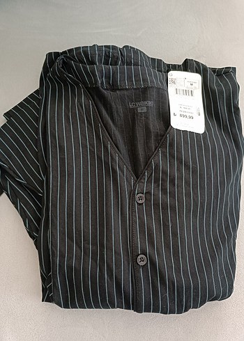 LCW Düğmeli Siyah Erkek Pijama takımı penye pamuk - Görsel 6