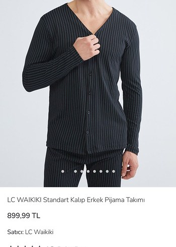 LCW Düğmeli Siyah Erkek Pijama takımı penye pamuk - Görsel 4