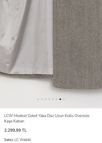 LCW gömlek yaka oversize Gri Çift Düğmeli kaşe Kaban palto - Görsel 3