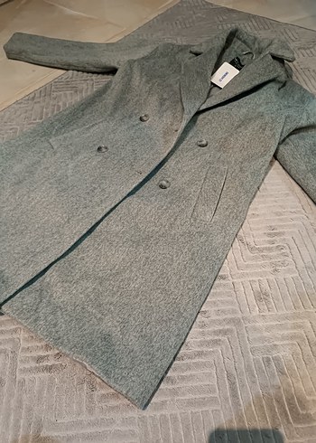 LCW gömlek yaka oversize Gri Çift Düğmeli kaşe Kaban palto - Görsel 11