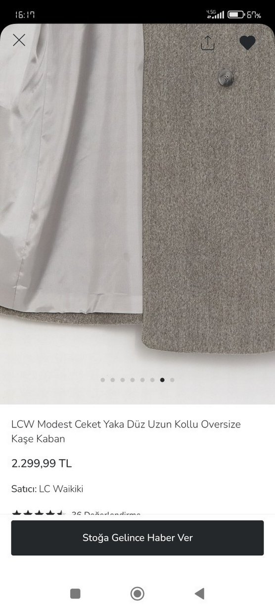 LCW gömlek yaka oversize Gri Çift Düğmeli kaşe Kaban palto - Görsel 3