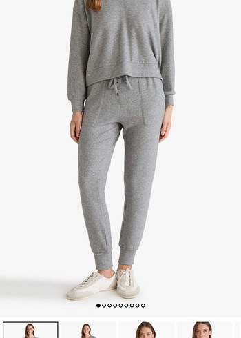 DeFacto Gri Rahat Kesim Kadın Eşofman takımı velur kumaş - Görsel 5