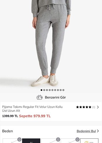 DeFacto Gri Rahat Kesim Kadın Eşofman takımı velur kumaş - Görsel 6