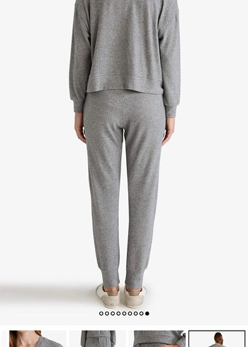 DeFacto Gri Rahat Kesim Kadın Eşofman takımı velur kumaş - Görsel 7