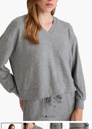 DeFacto Gri Rahat Kesim Kadın Eşofman takımı velur kumaş - Görsel 2