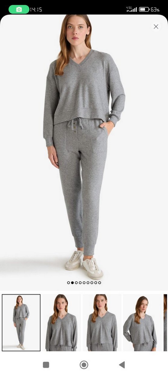 DeFacto Gri Rahat Kesim Kadın Eşofman takımı velur kumaş - Görsel 4