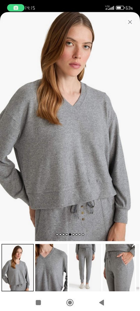 DeFacto Gri Rahat Kesim Kadın Eşofman takımı velur kumaş - Görsel 2