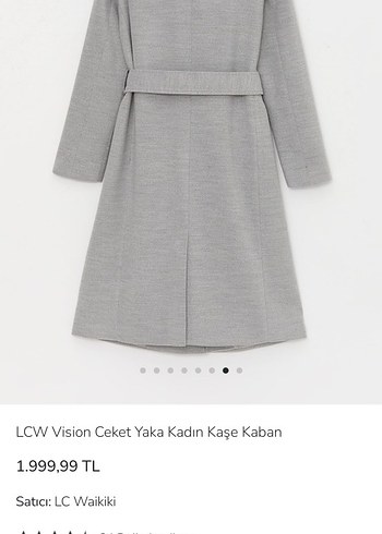 LCW kadın gömlek yaka Gri Çift Düğmeli kaşe Kaban palto - Görsel 6