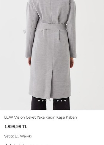 LCW kadın gömlek yaka Gri Çift Düğmeli kaşe Kaban palto - Görsel 8