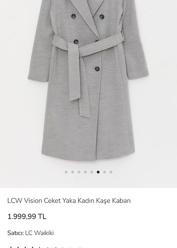 LCW kadın gömlek yaka Gri Çift Düğmeli kaşe Kaban palto - Görsel 7