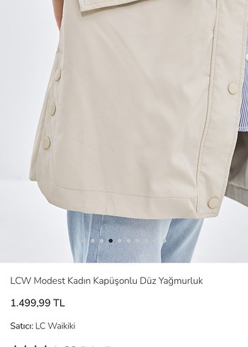 LC Waikiki Bej krem Kadın Trençkot yağmurluk mont 42 beden - Görsel 7