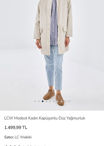 LC Waikiki Bej krem Kadın Trençkot yağmurluk mont 42 beden - Görsel 6