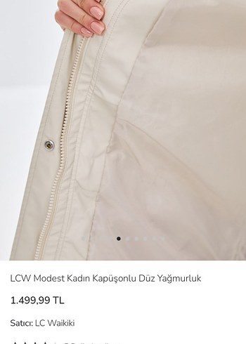 LC Waikiki Bej krem Kadın Trençkot yağmurluk mont 42 beden - Görsel 8