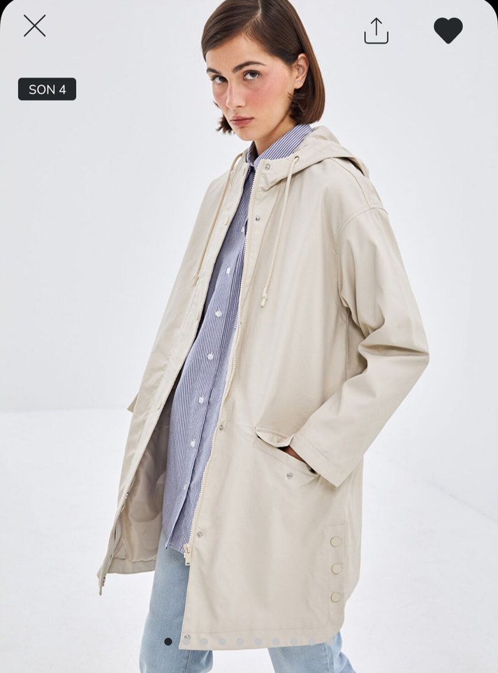 LC Waikiki Bej krem Kadın Trençkot yağmurluk mont 42 beden - Görsel 4