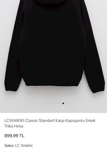 LCW Kapüşonlu Siyah Erkek Triko hırka Ceket mont - Görsel 7